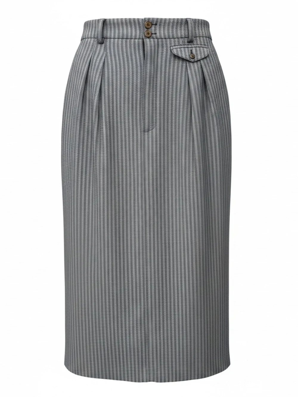 VINTAGE ESPRIT 80s gray striped midi pencil skirt size 5/6